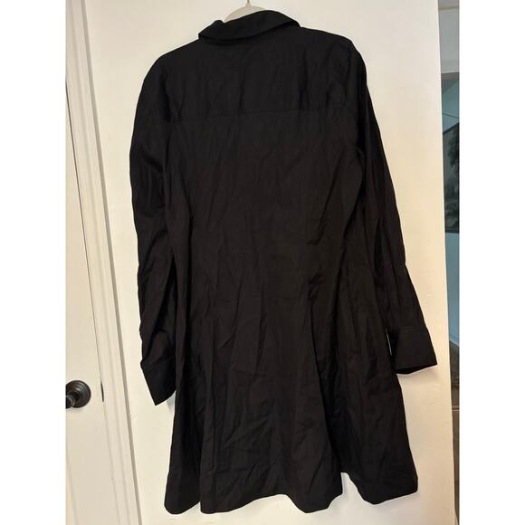 NWT Madewell Seamed Long-Sleeve Mini Shirtdress in Poplin In Black Size 16 - Picture 8 of 8